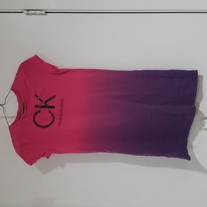 Calvin Klein Jeans CK Pink Poppy Dip Dye Sequin Logo Dress